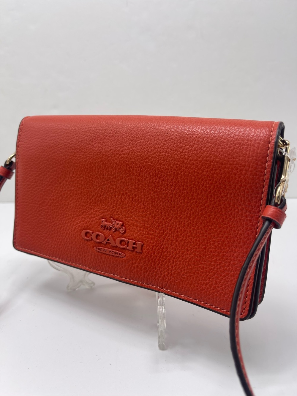 COACH Anna Foldover Clutch Crossbody IM/Mango Leather. Brand New With Tag.